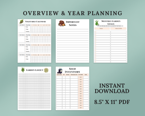 Seed Starting & Germination Tracker Printable | Indoor to Outdoor Garden Planning System | Grow Light Log and Seed Inventory | 26 Pages