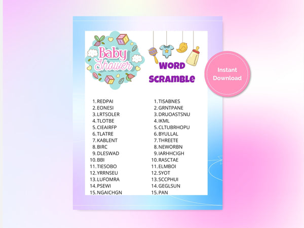 Printable Baby Shower Games Bundle -| 19 Fun Baby Shower Activities | Gender Neutral | Instant Download Ultimate Baby Shower Game Collection