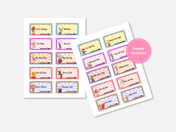 Colorful Kids Reward Coupons - Behavior Chart Incentive Cards, Digital Download, Grandkid Reward, Fun and Educational Kids Reward Coupons