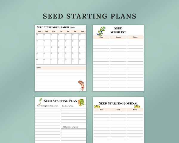 Seed Starting & Germination Tracker Printable | Indoor to Outdoor Garden Planning System | Grow Light Log and Seed Inventory | 26 Pages