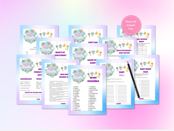 Printable Baby Shower Games Bundle -| 19 Fun Baby Shower Activities | Gender Neutral | Instant Download Ultimate Baby Shower Game Collection