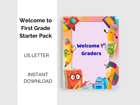 Welcome to First Grade Starter Pack, Teacher to Student Gift, Brag Tags, Educational Printable Download, Back to School, 1st Grade Starter