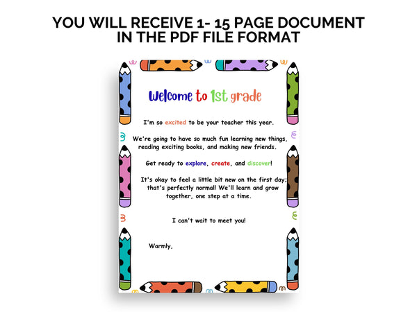 Welcome to First Grade Starter Pack, Teacher to Student Gift, Brag Tags, Educational Printable Download, Back to School, 1st Grade Starter