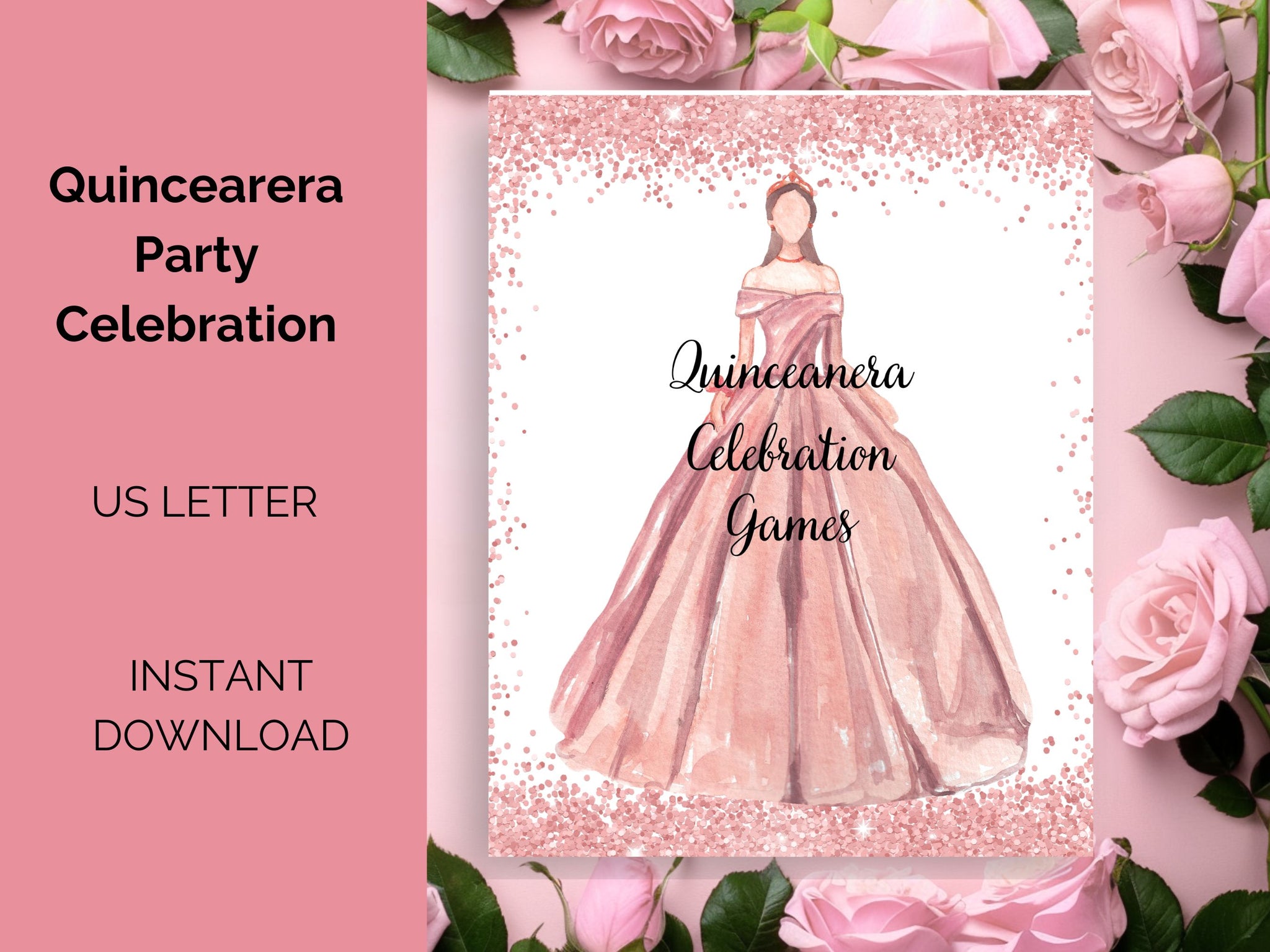 Quinceañera Party Pack PDF – Mis Quince Años, Sweet 16 Party , Sweet 15 Games, Mis Quinceaños Printable Decor, Sweet 15 Favor Bundle