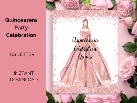 Quinceañera Party Pack PDF – Mis Quince Años, Sweet 16 Party , Sweet 15 Games, Mis Quinceaños Printable Decor, Sweet 15 Favor Bundle